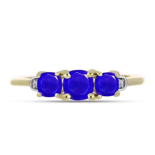 Goldplattierter Silberring mit blauem Achat und weißem Topas