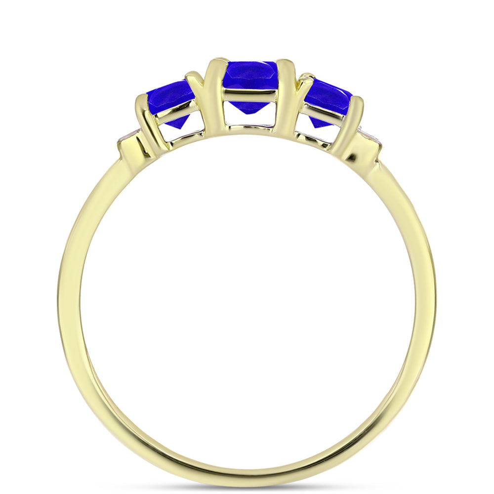 Goldplattierter Silberring mit blauem Achat und weißem Topas