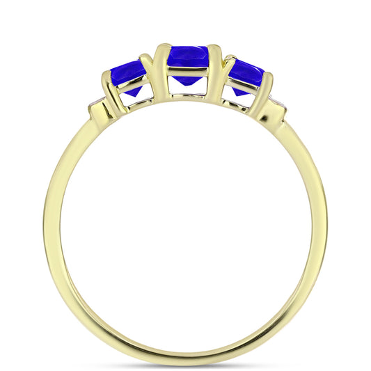 Goldplattierter Silberring mit blauem Achat und weißem Topas