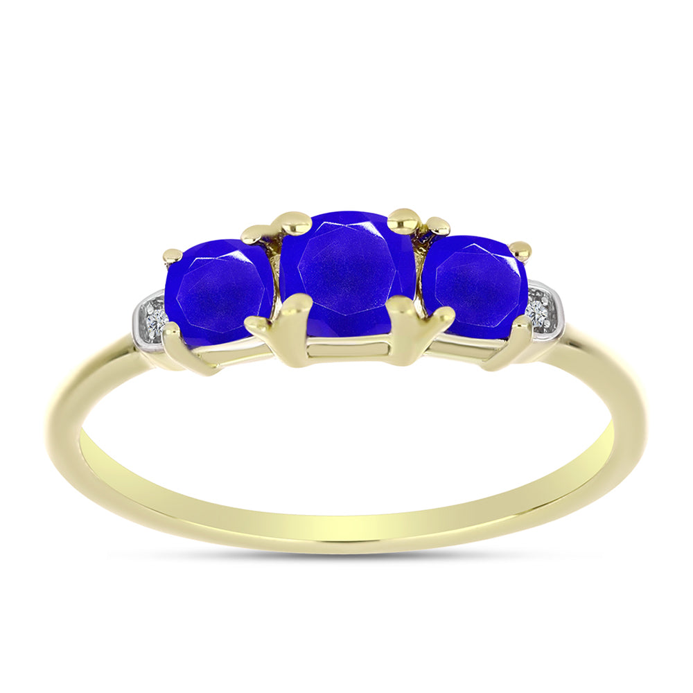 Goldplattierter Silberring mit blauem Achat und weißem Topas 3 