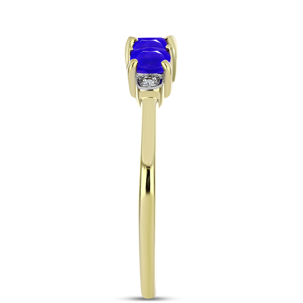 Goldplattierter Silberring mit blauem Achat und weißem Topas