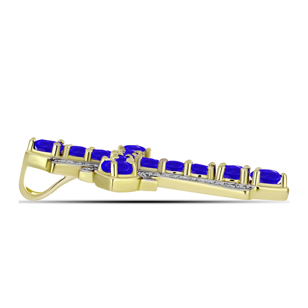 Goldplattierter Silberanhänger mit blauem Achat und weißem Topas