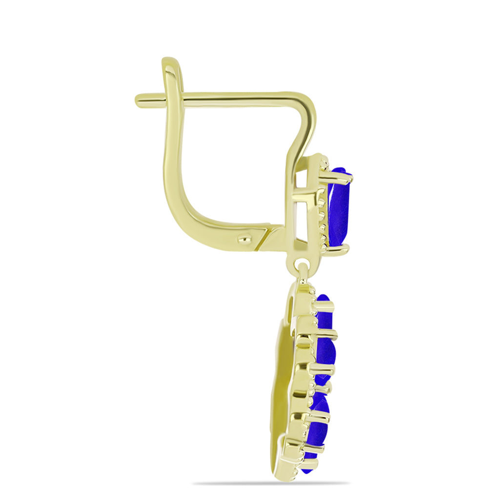 Goldplattierte Silberohrringe mit blauem Achat und weißem Topas 2 