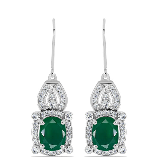 Silberohrringe mit grünem Chalcedon und weißem Topas