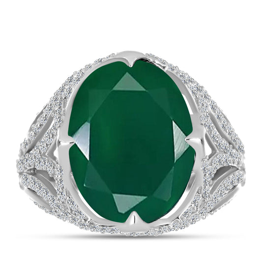 Silberring mit grünem Chalcedon und weißem Topas