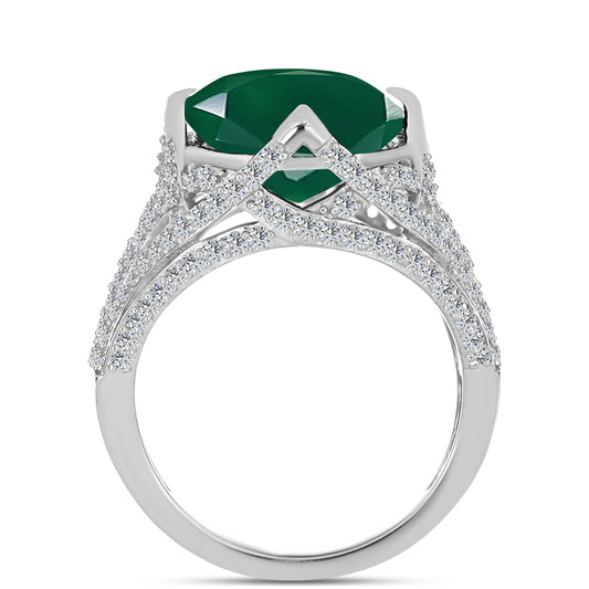 Silberring mit grünem Chalcedon und weißem Topas
