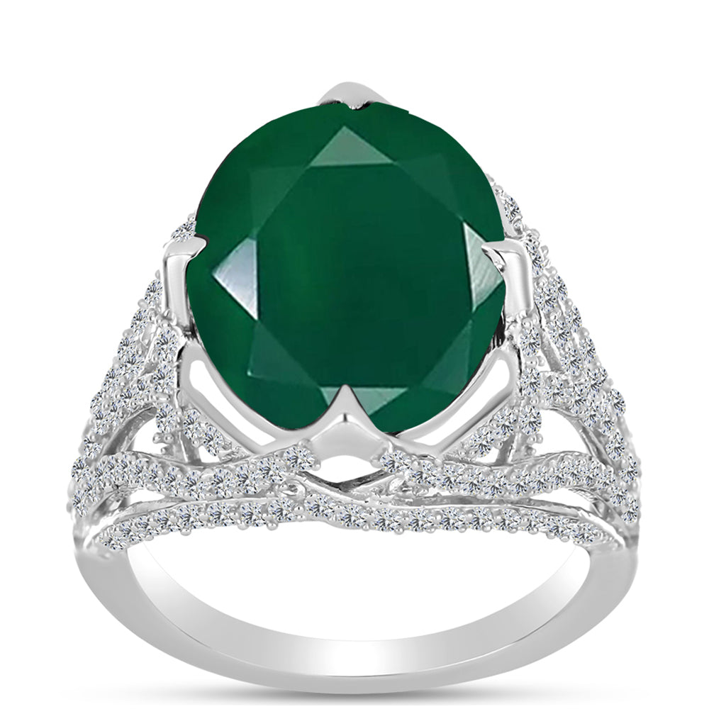 Silberring mit grünem Chalcedon und weißem Topas