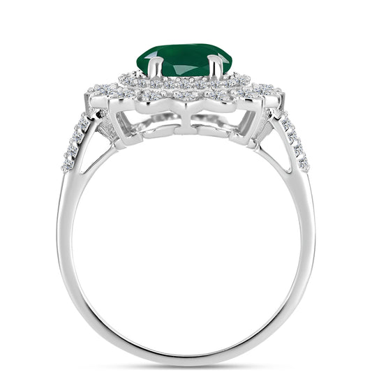 Silberring mit grünem Chalcedon und weißem Topas