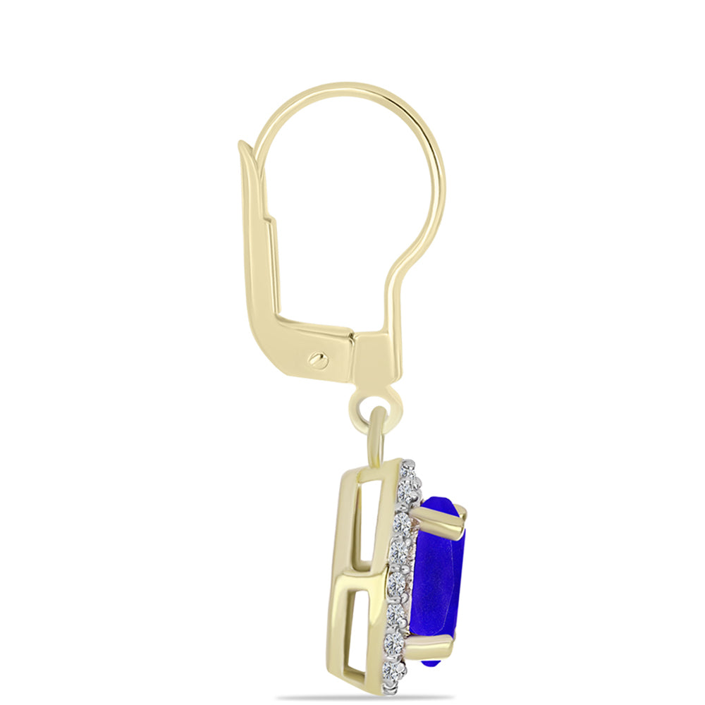 Goldplattierte Silberohrringe mit blauem Achat und weißem Topas 2 