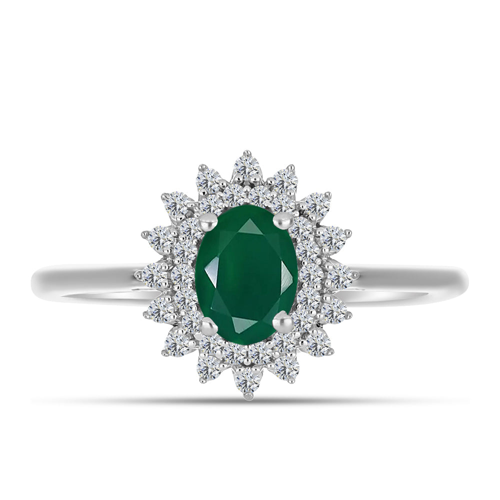 Silberring mit grünem Chalcedon und weißem Topas