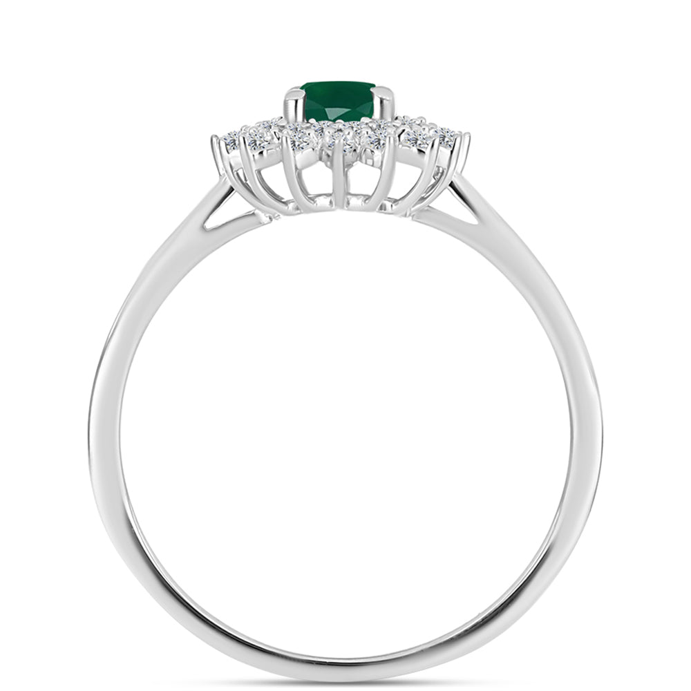 Silberring mit grünem Chalcedon und weißem Topas 2 