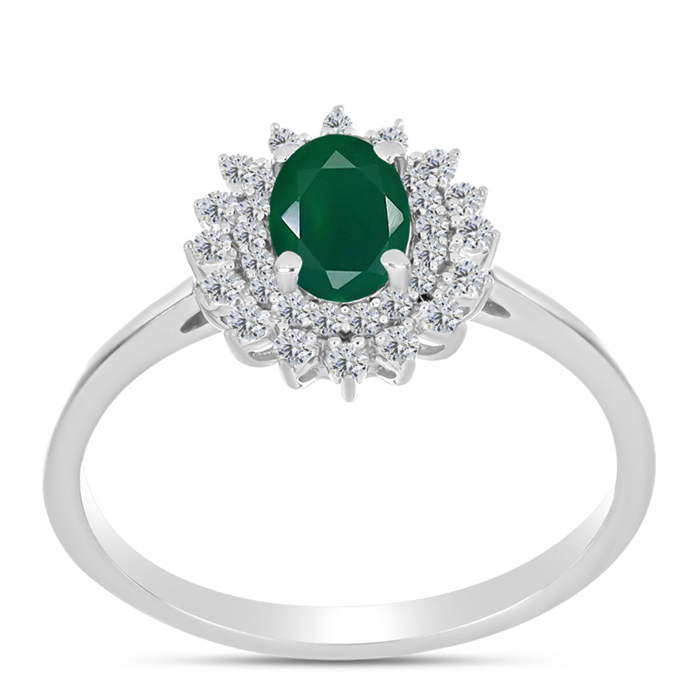 Silberring mit grünem Chalcedon und weißem Topas 3 
