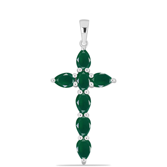 Silberanhänger mit grünem Chalcedon