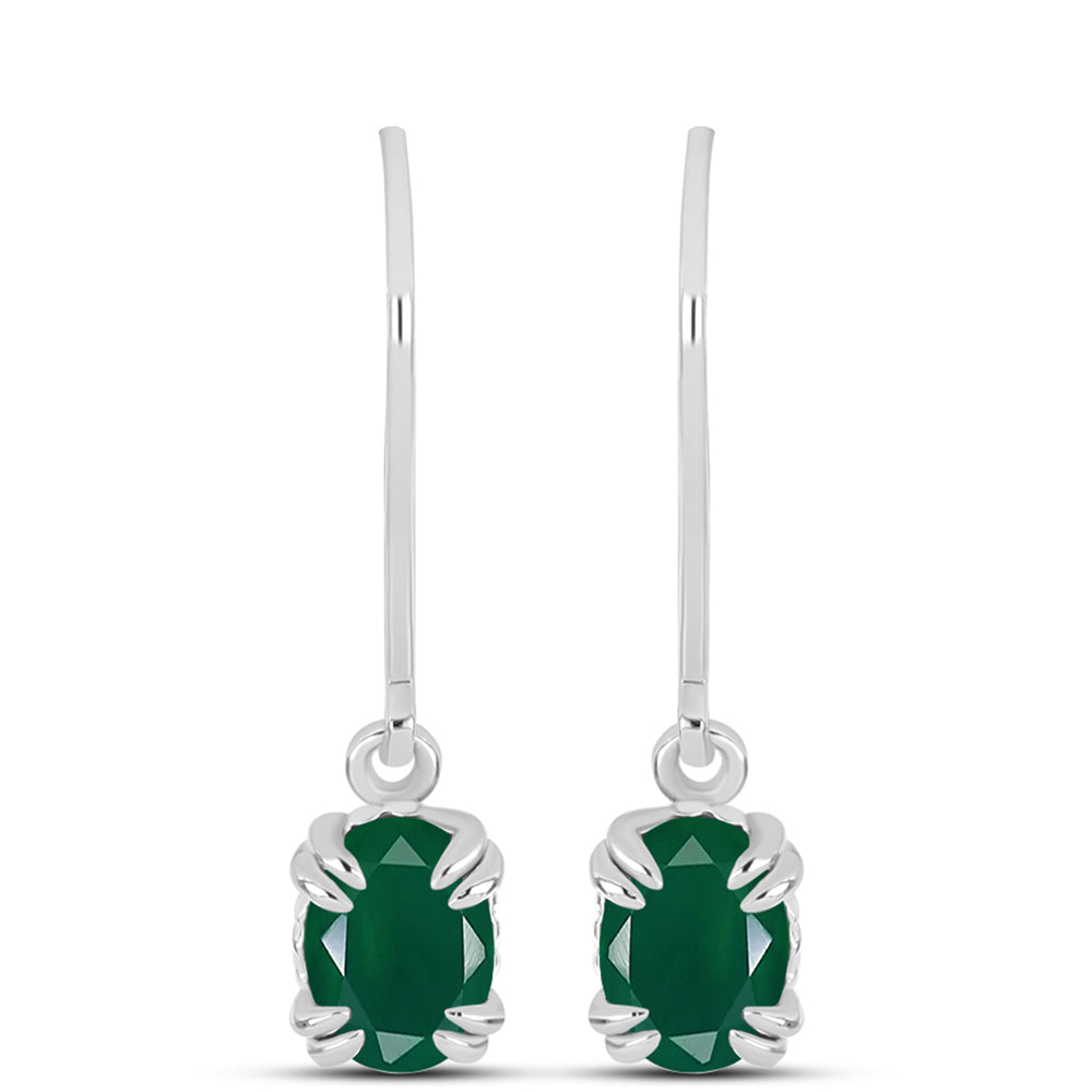 Silberohrringe mit grünem Chalcedon