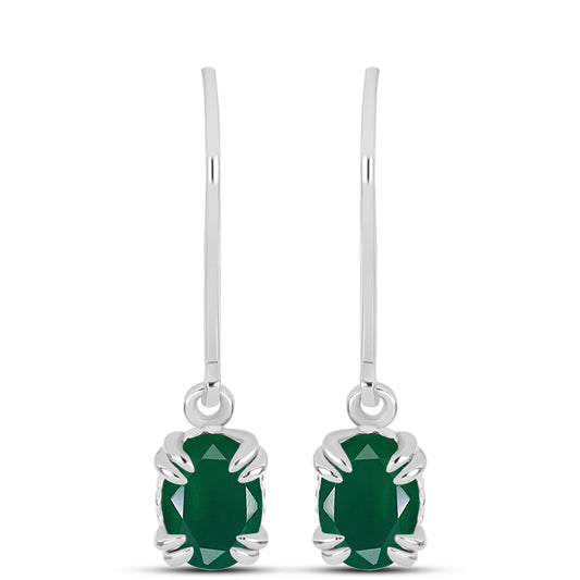 Silberohrringe mit grünem Chalcedon