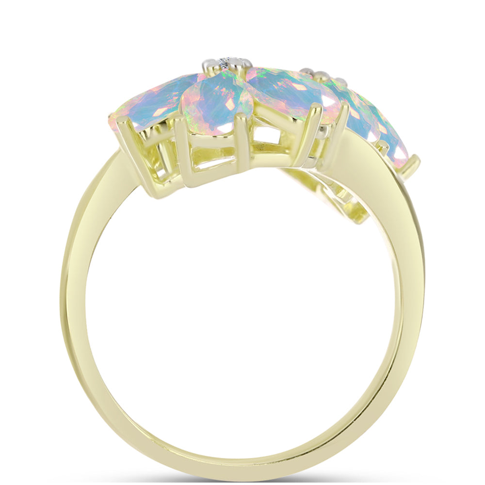 Goldplattierter Silberring mit Welo-Opal und weißem Topas