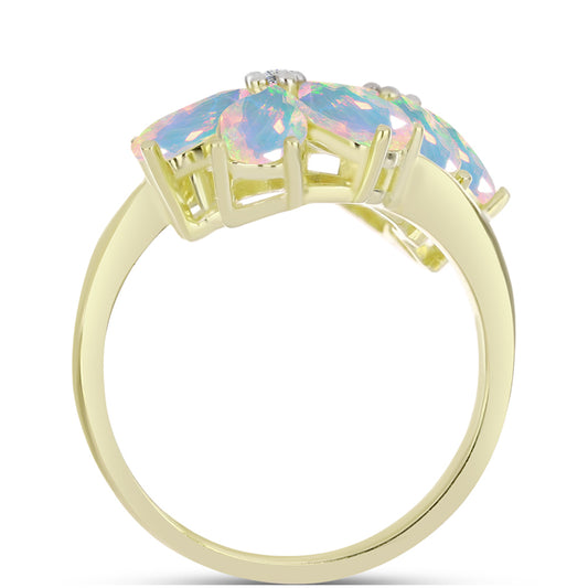 Goldplattierter Silberring mit Welo-Opal und weißem Topas