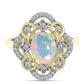 Goldplattierter Silberring mit Welo-Opal und weißem Topas