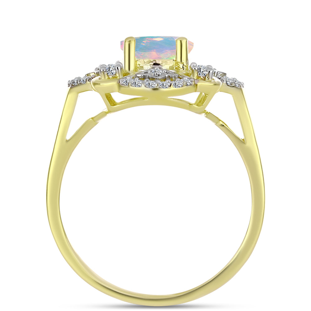 Goldplattierter Silberring mit Welo-Opal und weißem Topas 2 