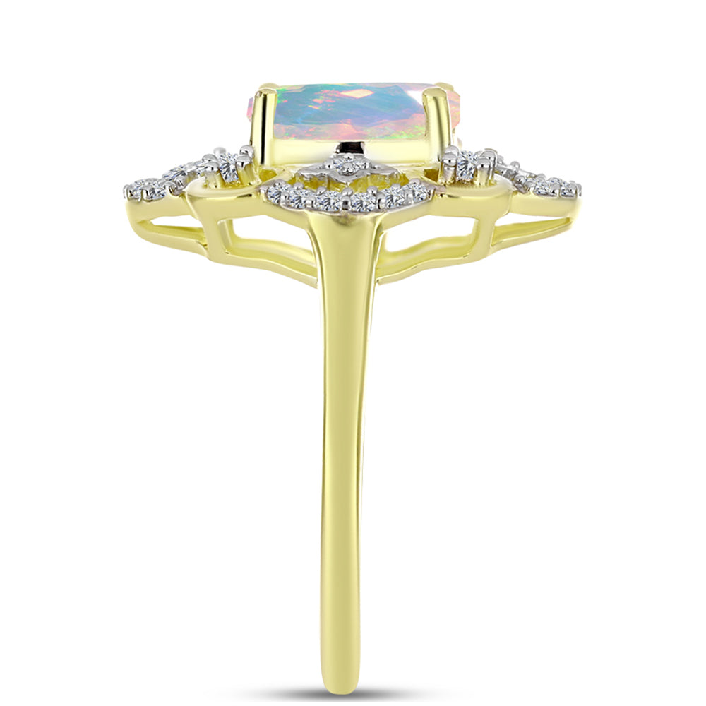Goldplattierter Silberring mit Welo-Opal und weißem Topas