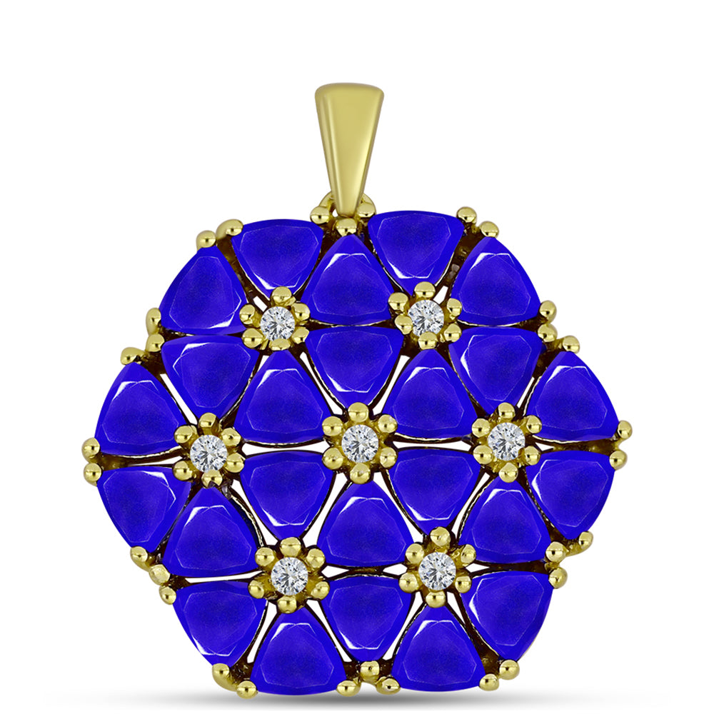 Goldplattierter Silberanhänger mit blauem Achat und weißem Topas 1 