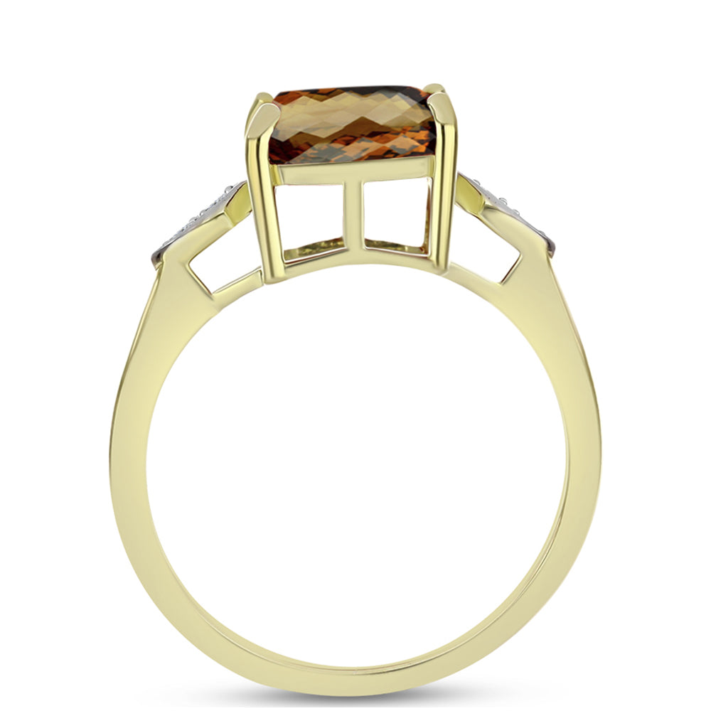 Goldplattierter Silberring mit Cognac-Quarz und weißem Topas 2 