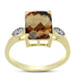 Goldplattierter Silberring mit Cognac-Quarz und weißem Topas