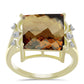 Goldplattierter Silberring mit Cognac-Quarz und weißem Topas