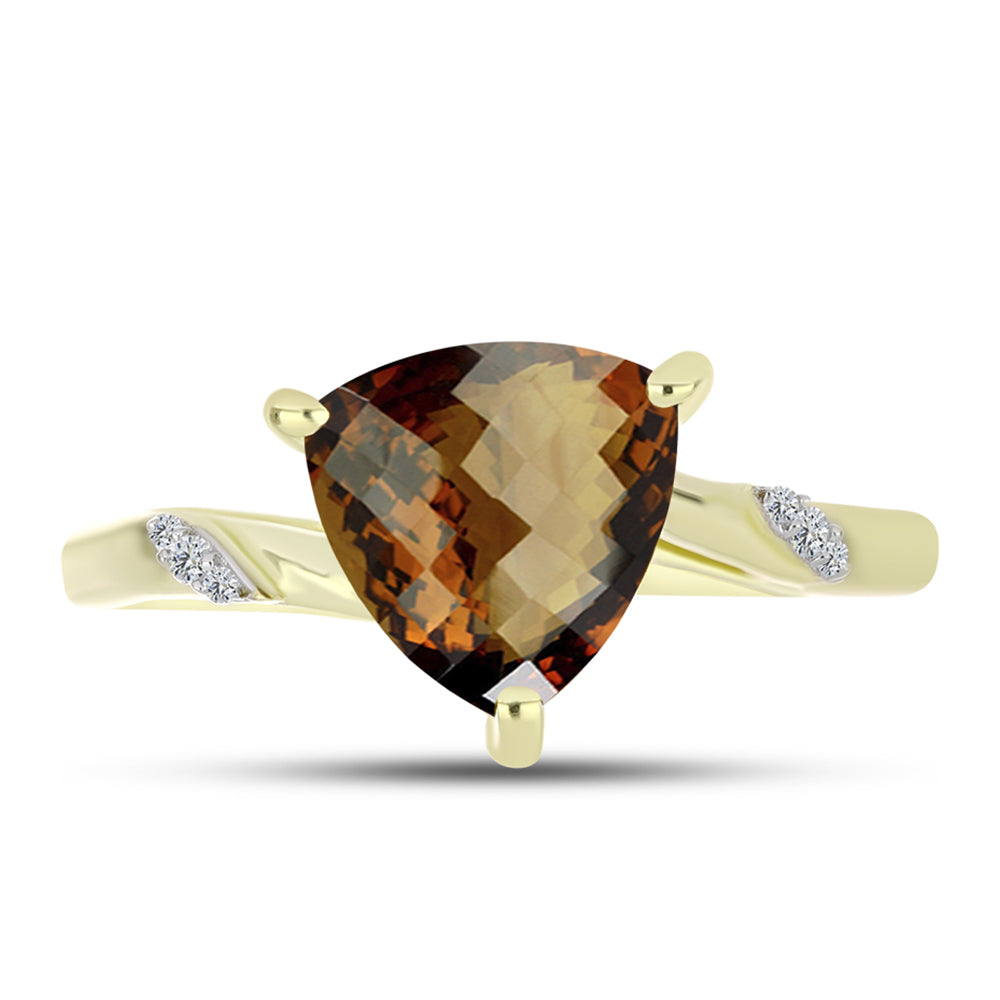 Goldplattierter Silberring mit Cognac-Quarz und weißem Topas 1 