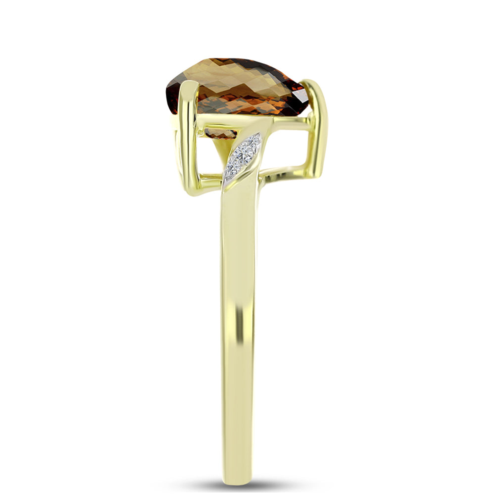 Goldplattierter Silberring mit Cognac-Quarz und weißem Topas 4 