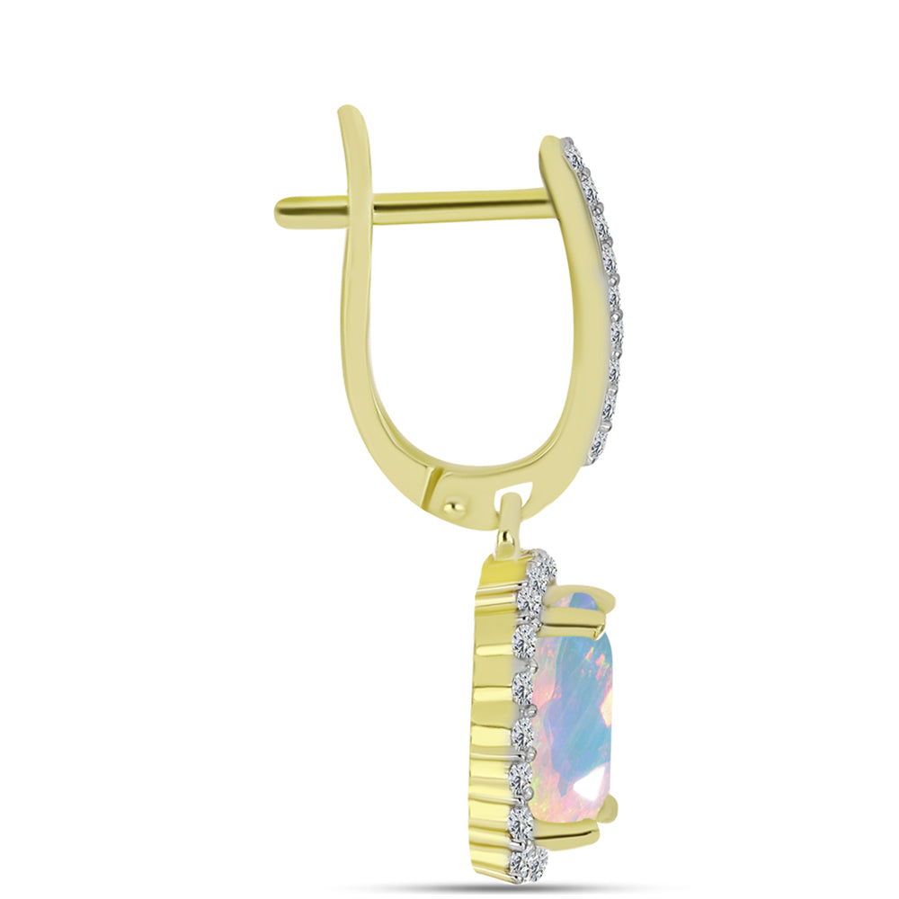 Goldplattierte Silberohrringe mit Welo-Opal und weißem Topas 2 