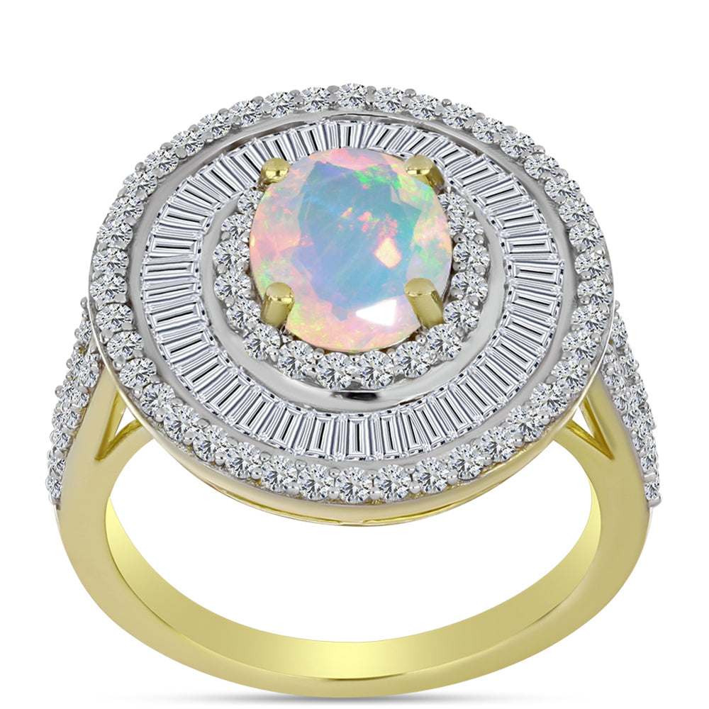 Goldplattierter Silberring mit Welo-Opal und weißem Zirkon 3 