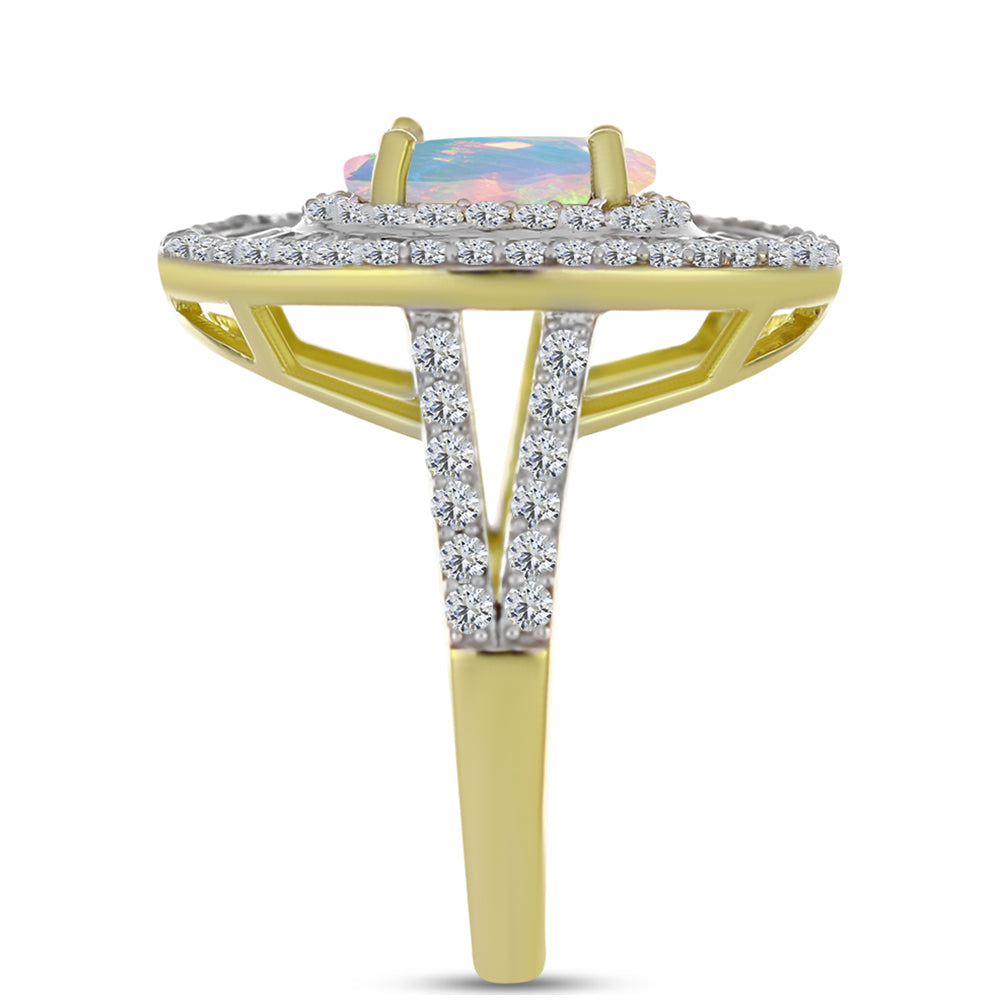 Goldplattierter Silberring mit Welo-Opal und weißem Zirkon 4 