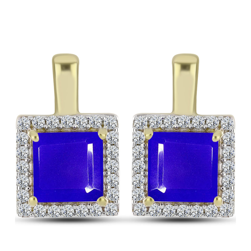 Goldplattierte Silberohrringe mit blauem Achat und weißem Topas 1 