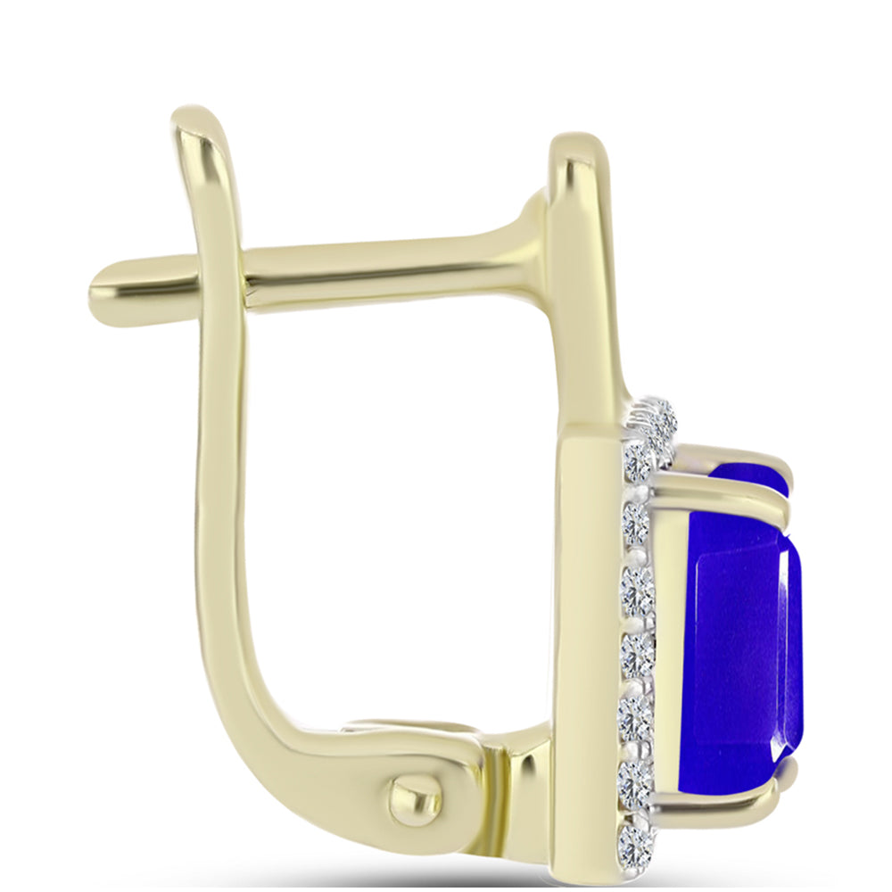 Goldplattierte Silberohrringe mit blauem Achat und weißem Topas