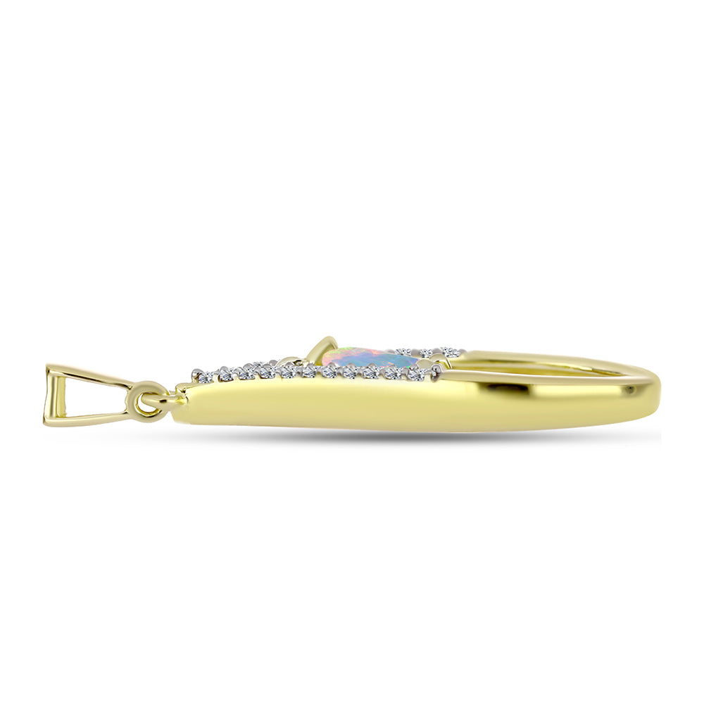 Goldplattierter Silberanhänger mit Welo-Opal und weißem Topas 2 