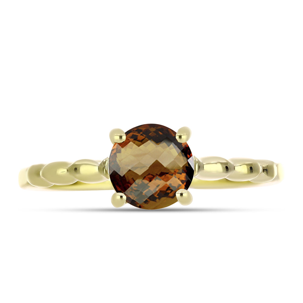 Goldplattierter Silberring mit Cognac-Quarz