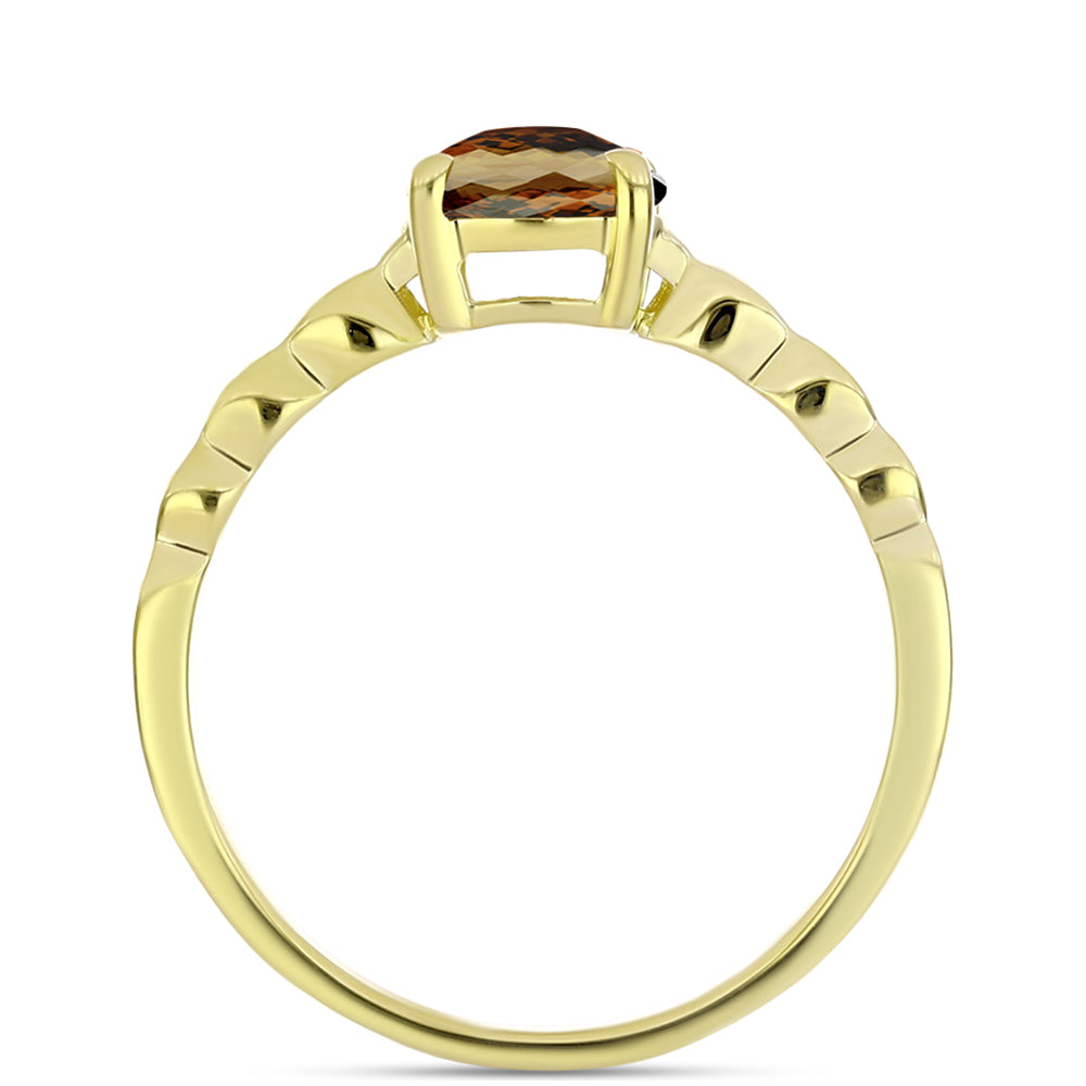 Goldplattierter Silberring mit Cognac-Quarz