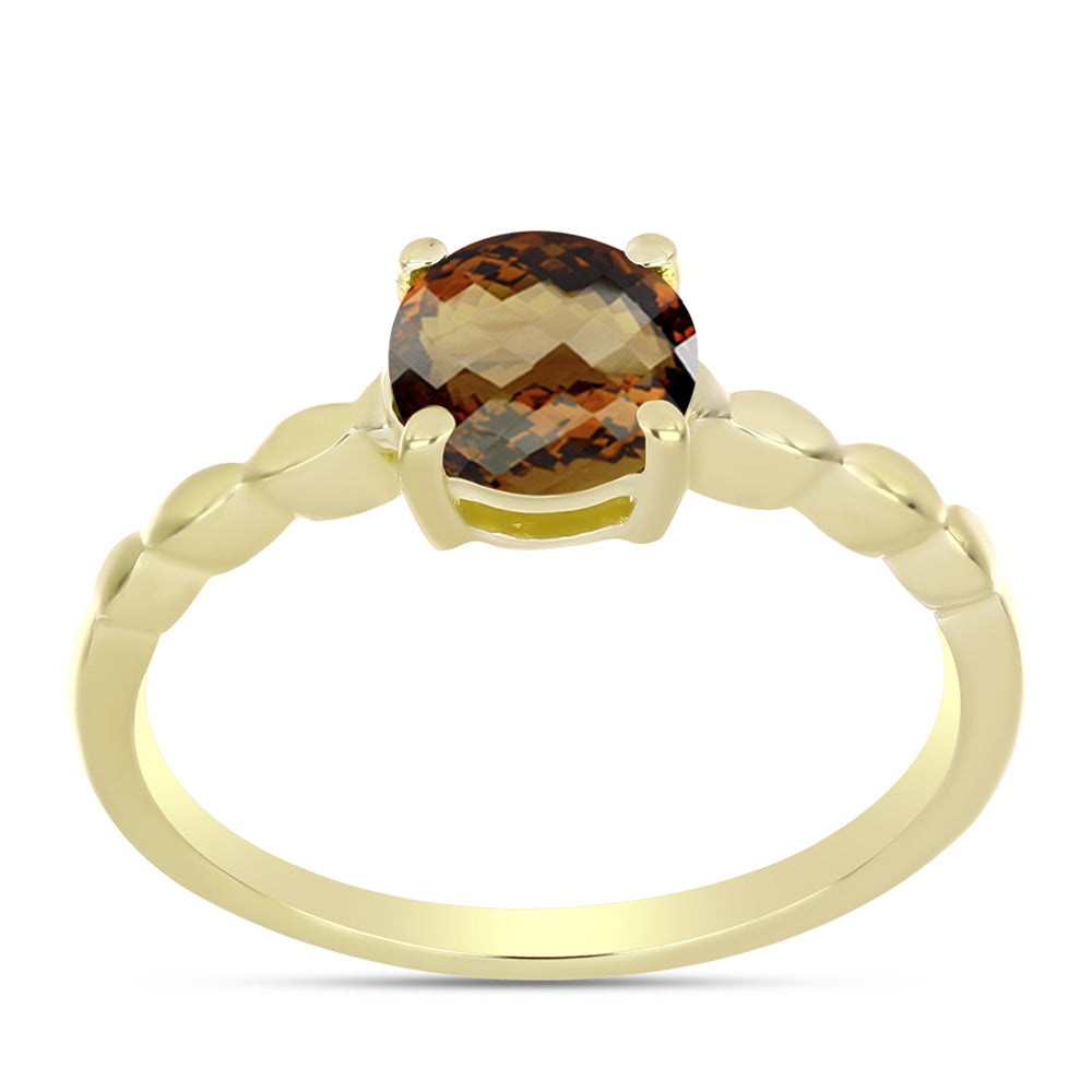 Goldplattierter Silberring mit Cognac-Quarz