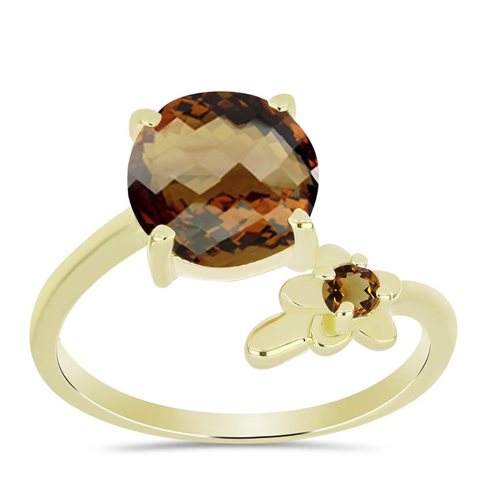 Goldplattierter Silberring mit Cognac-Quarz 3 