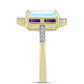 Goldplattierter Silberring mit Regenbogenmondstein und marokkanischem Amethyst