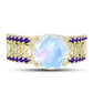 Goldplattierter Silberring mit Regenbogenmondstein und marokkanischem Amethyst