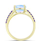 Goldplattierter Silberring mit Regenbogenmondstein und marokkanischem Amethyst