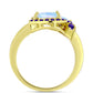 Goldplattierter Silberring mit Regenbogenmondstein und marokkanischem Amethyst
