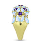 Goldplattierter Silberring mit Regenbogenmondstein und marokkanischem Amethyst