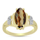 Goldplattierter Silberring mit Cognac-Quarz und weißem Topas