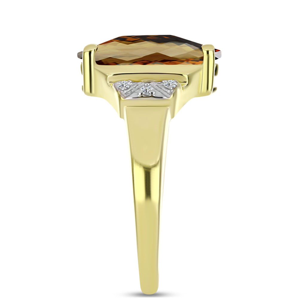 Goldplattierter Silberring mit Cognac-Quarz und weißem Topas 4 