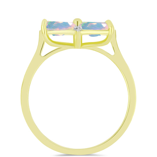 Goldplattierter Silberring mit Welo-Opal und weißem Topas