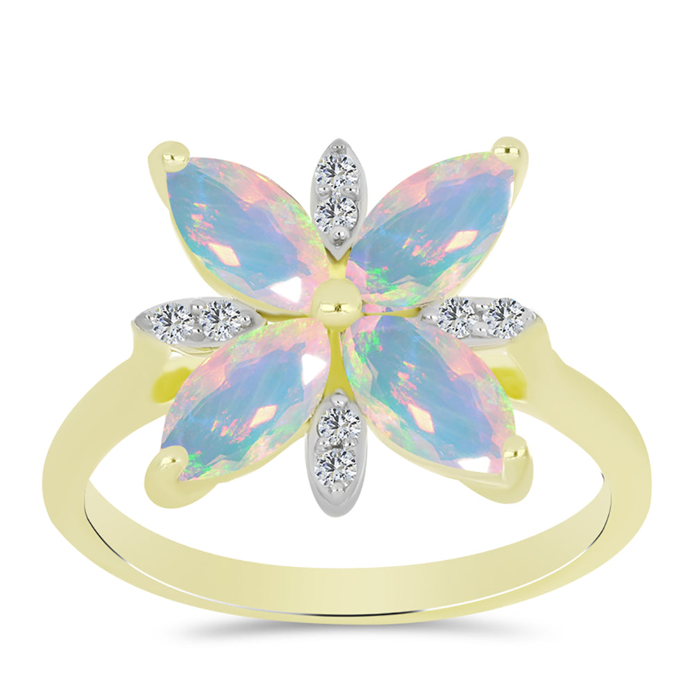 Goldplattierter Silberring mit Welo-Opal und weißem Topas 3 