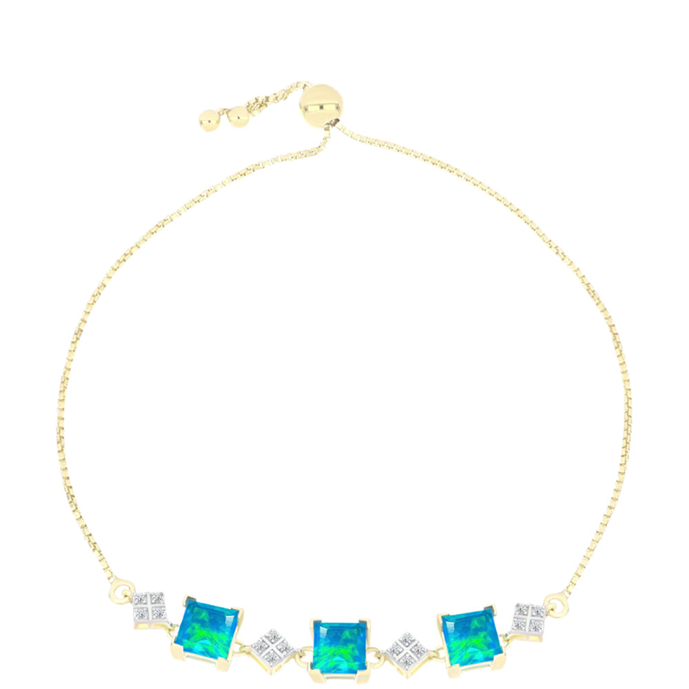 Goldplattiertes Silberarmband mit äthiopischem Paraiba-Blauopal und weißem Topas